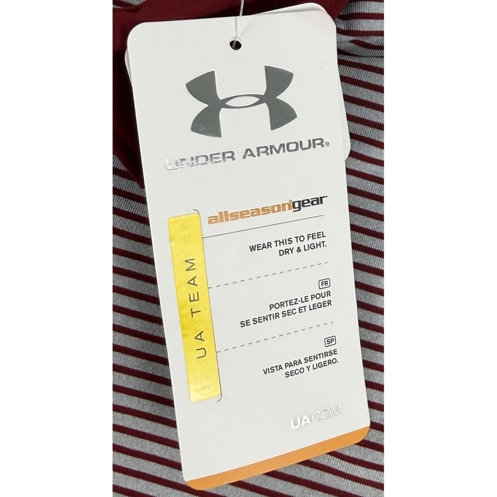 New Under Armour Women's HeatGear Zinger Striped Golf Shirt Small Polo S Maroon - Picture 3 of 11